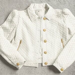 Generation love white quilted faux leather jacket with collar